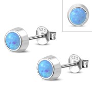Synthetic Opal Silver Stud Earrings, e426st
